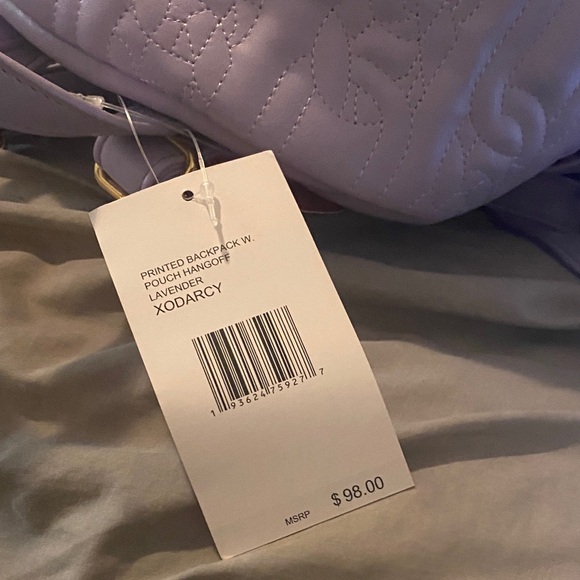 Betsey Johnson Lavender Quilted Backpack with Gold Accent - Picture 2 of 7